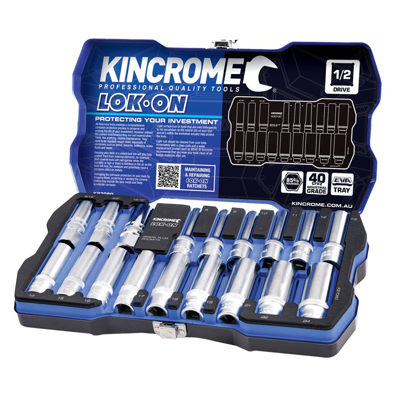 LOK-ON Socket & Spark Plug Set 18 Piece 1/2 Drive - Kincrome Tools -  Kincrome