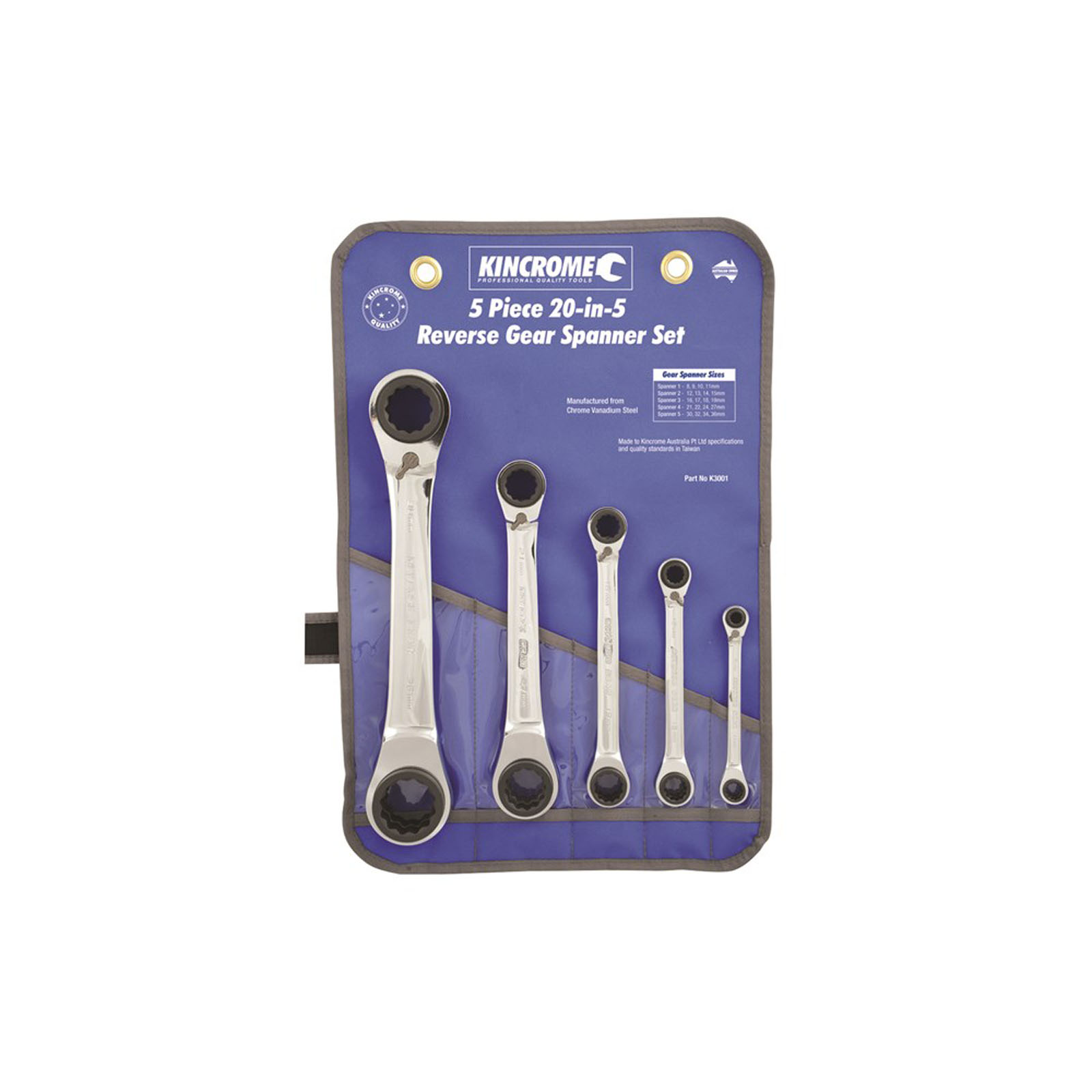 Kincrome reverse gear spanner shop set