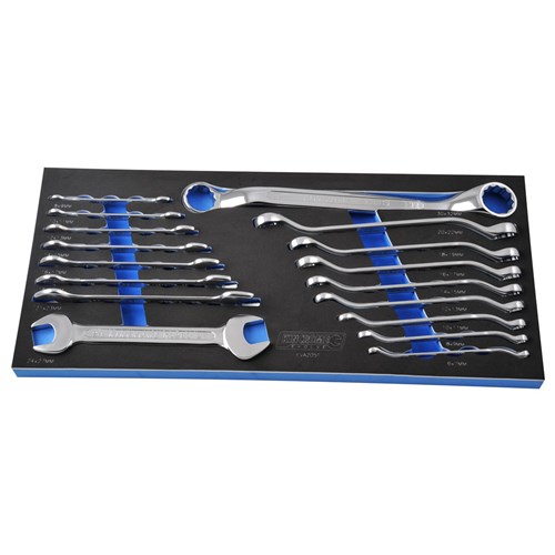 EVA Tray Double Ring & Open End Spanners 17 Piece