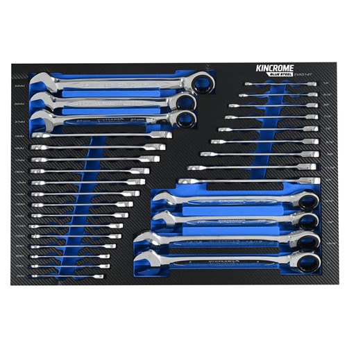 BLUESTEEL® 30 Piece Single Way Gear Spanners EVA Tray