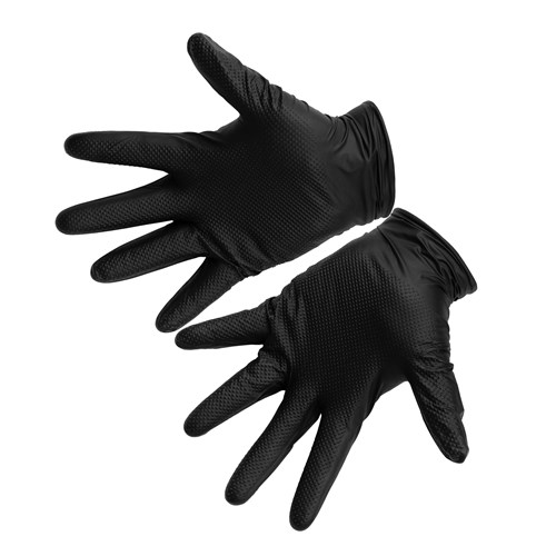 Heavy Duty Disposable Diamond Grip Nitrile Gloves - Large