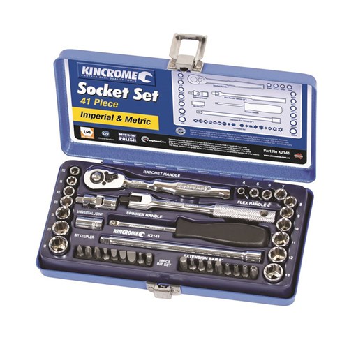 Socket Set 41 Piece 1/4" Drive (Mirror Polish) - Imperial & Metric  