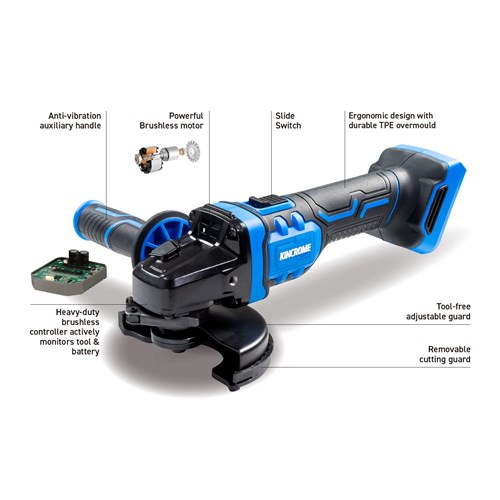 18V Brushless 125mm Angle Grinder - Slide Switch