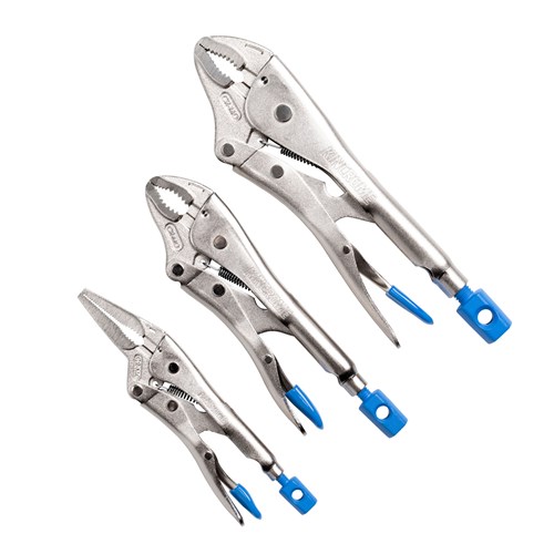 3pce Long Nose & Curved Jaw Locking Plier Set