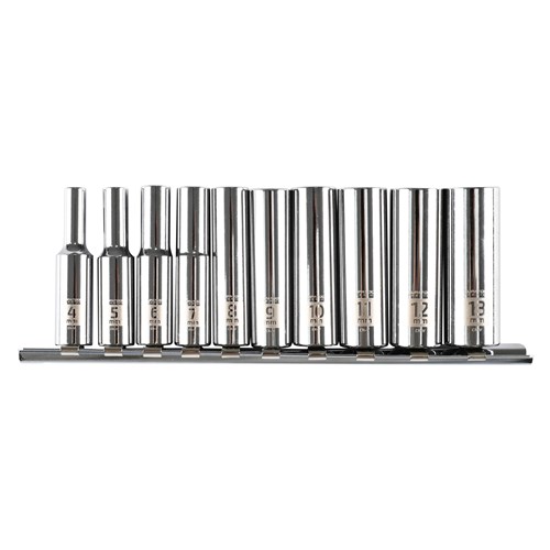 Socket Set Rail 10 Piece 1/4" Drive Metric